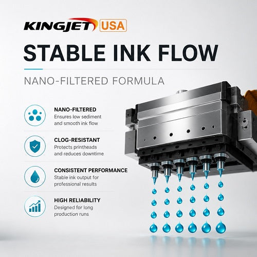 Kingjet Opaque White DTG Ink - High-Stretch & Anti-Clogging for Dark Garments (1000ml)