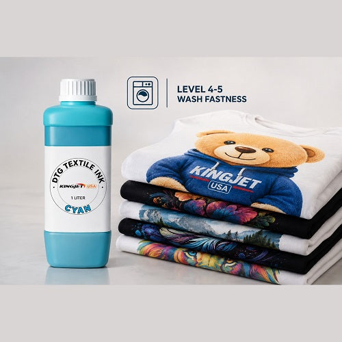 Kingjet High-Saturation Cyan DTG Ink - Vivid Sky & Ocean Prints (1000ml)