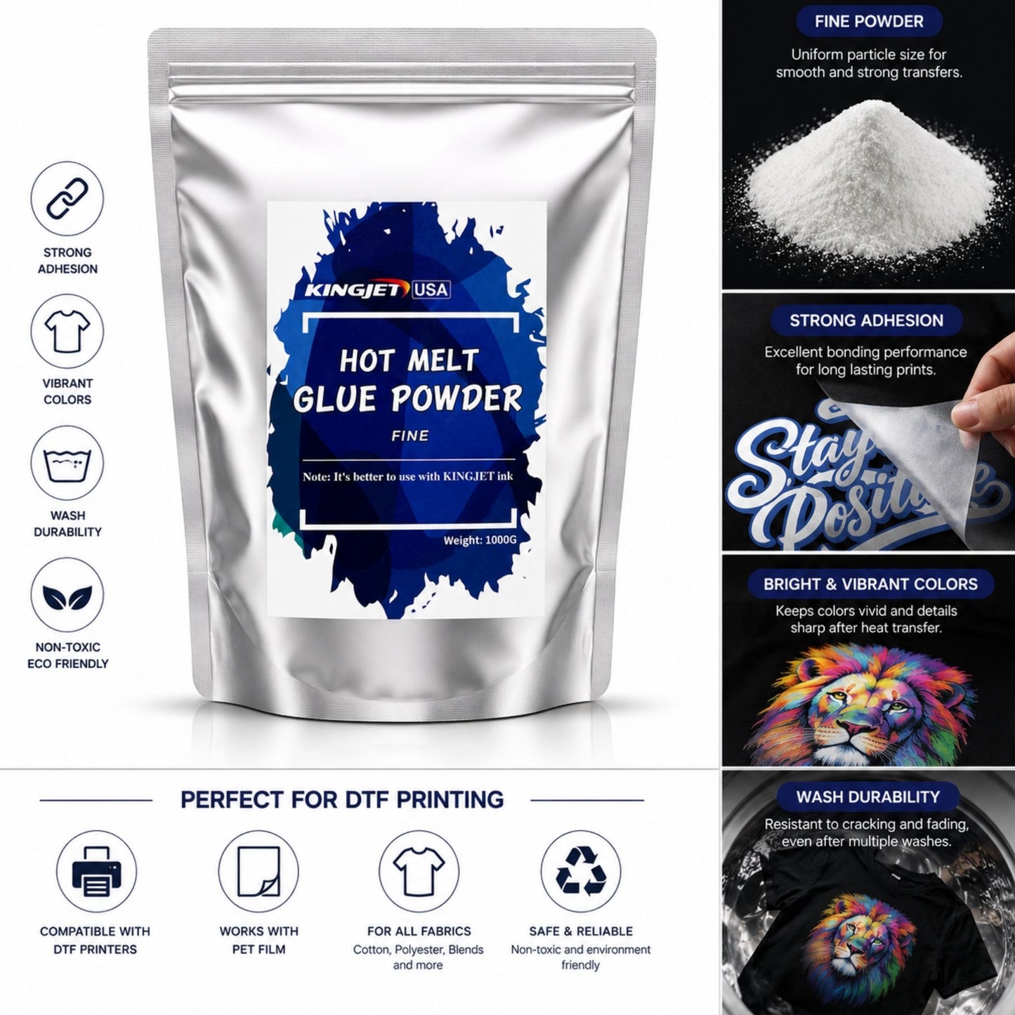 Kingjet USA Hot Melt Glue Powder 1KG (2.2lbs)