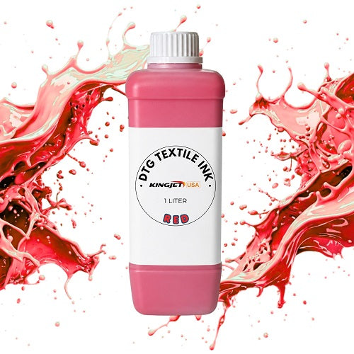 Kingjet Extended Gamut Red DTG Ink - Bold Fire Red for Professional Textile & Apparel Printing (1000ml)