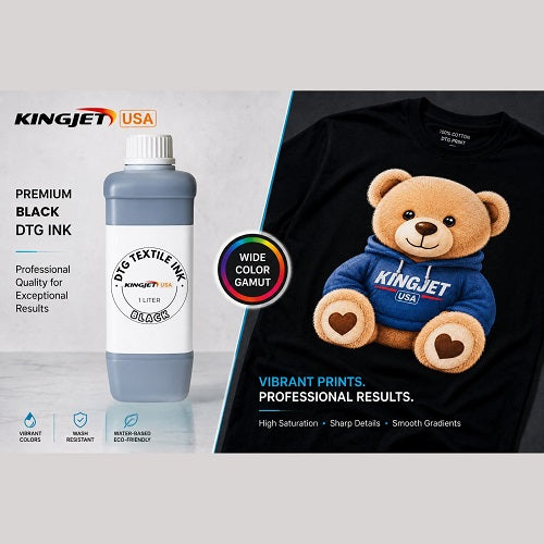 Kingjet Deep Density Black DTG Ink - Neutral Tone & High Opacity (1000ml)
