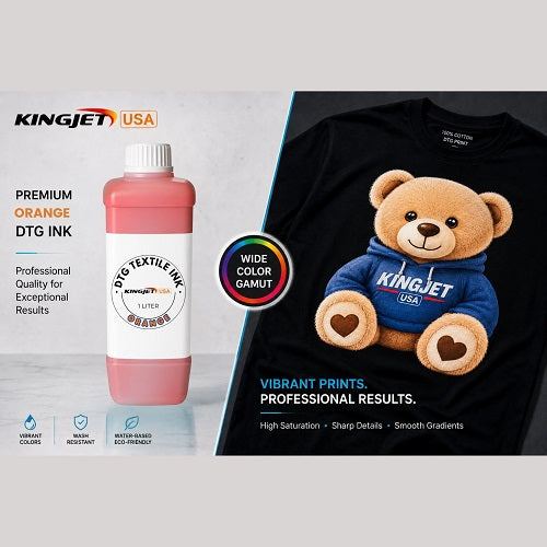 Kingjet Extended Gamut Orange DTG Ink - Vibrant Sunset & Brand Color (1000ml)