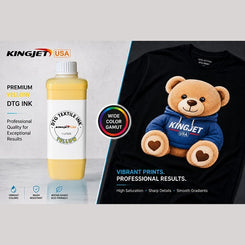 Kingjet Sun-Bright Yellow DTG Ink - Non-Fading & High Accuracy (1000ml)