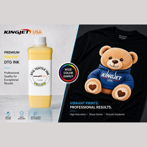 Kingjet Sun-Bright Yellow DTG Ink - Non-Fading & High Accuracy (1000ml)