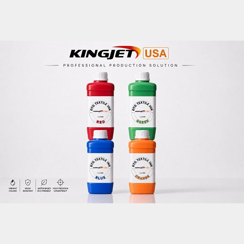 Kingjet Extended Gamut Red DTG Ink - Bold Fire Red for Professional Textile & Apparel Printing (1000ml)